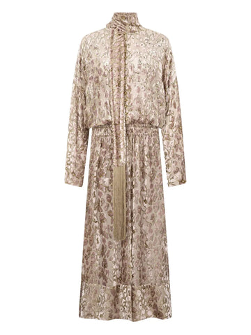 Roberto Cavalli Animal Print Tassel Maxi Day Dress