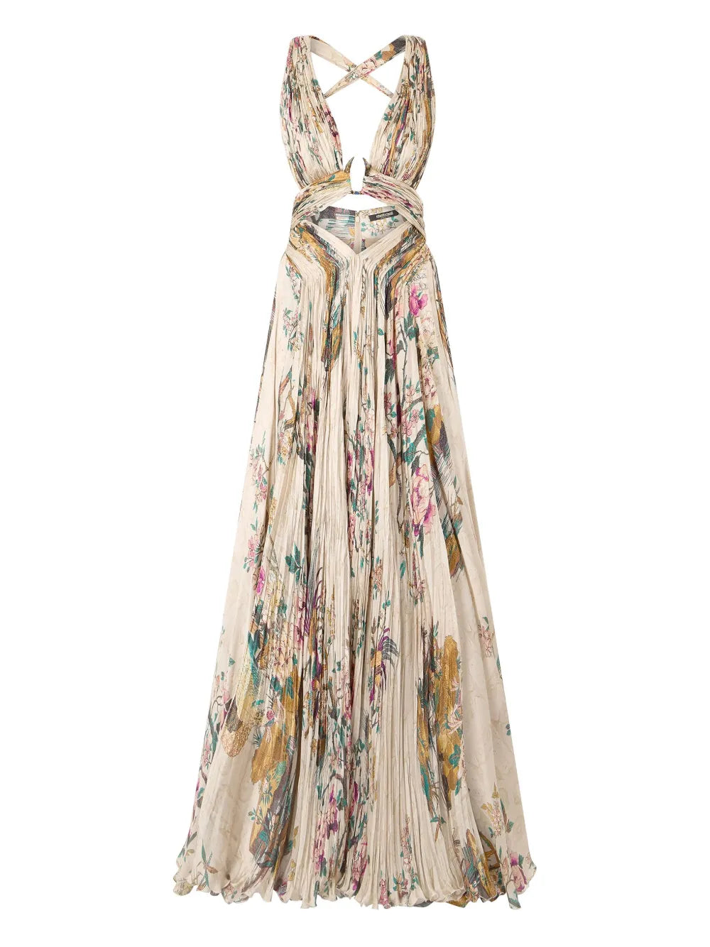 Roberto Cavalli Pleated Floral Print Dress