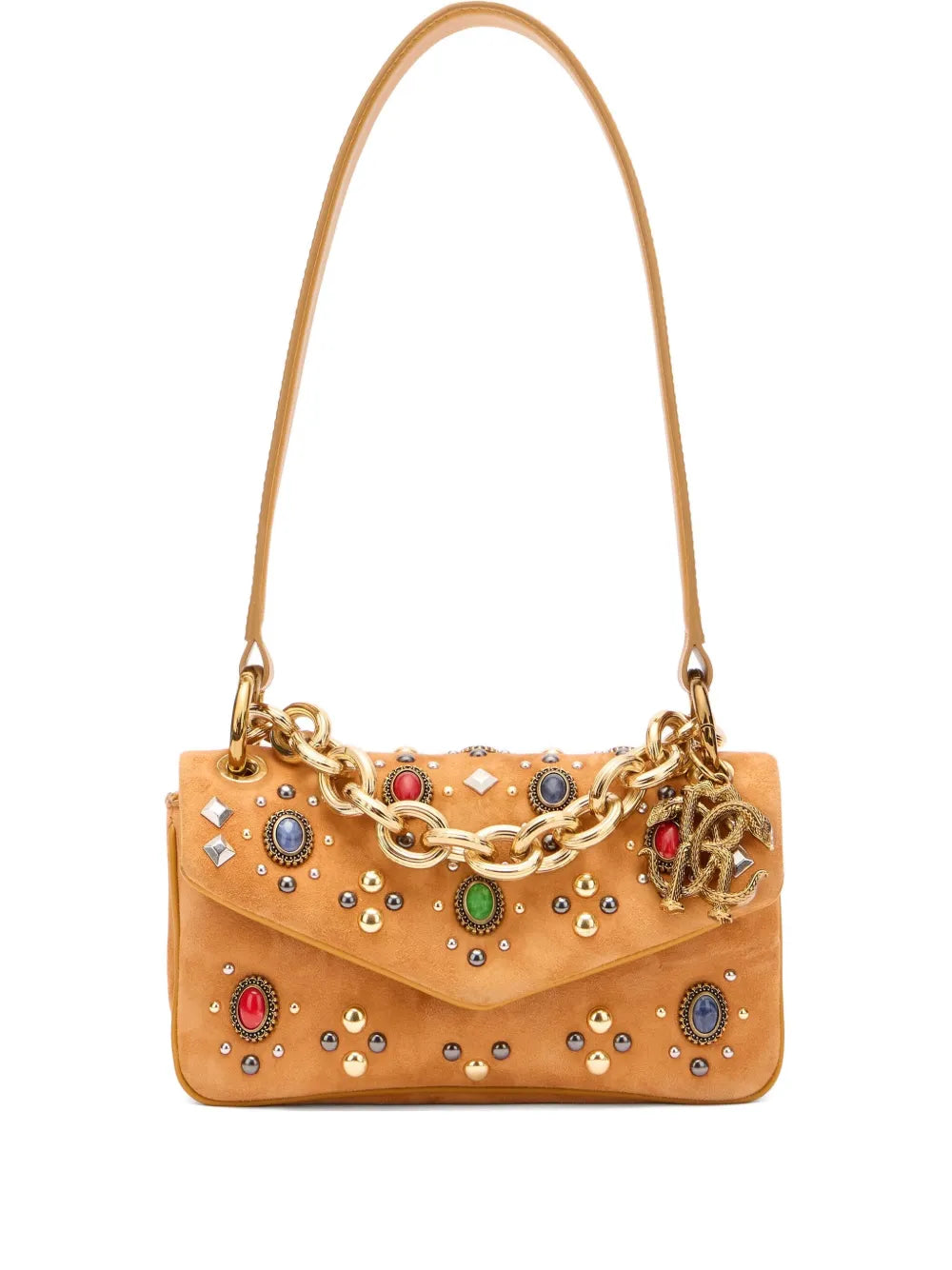 Roberto Cavalli Stone Embellished Shoulder Bag