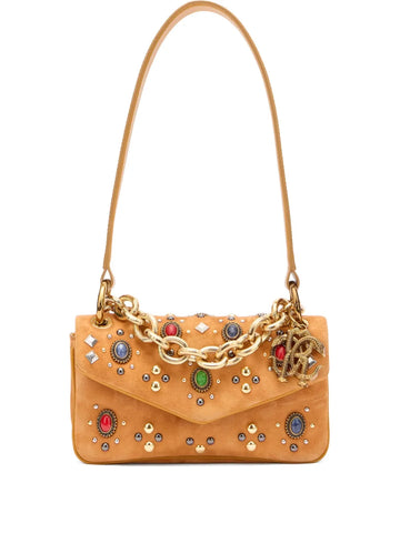 Roberto Cavalli Stone Embellished Shoulder Bag