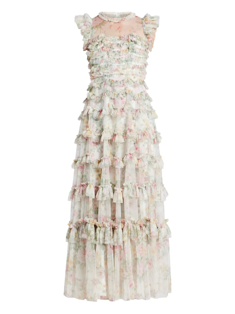 Needle Thread Floral Print Tiered Ruffle Dress