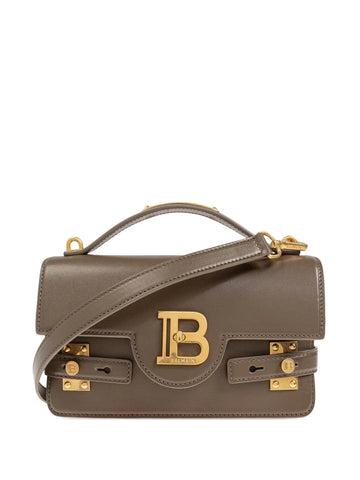 Balmain Logo Plaque Leather Shoulder Bag