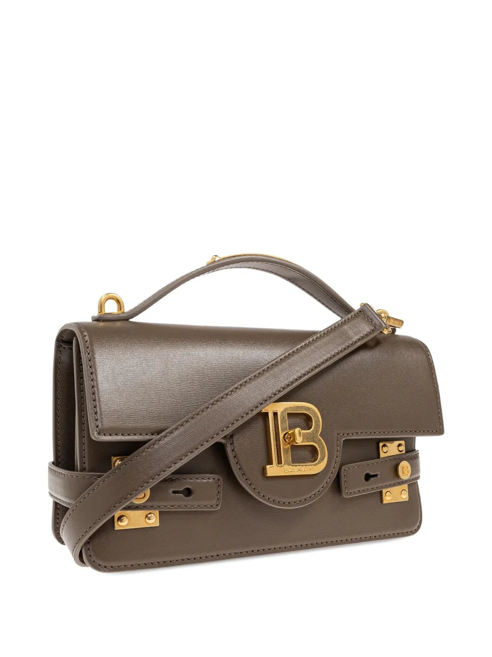 Balmain Logo Plaque Leather Shoulder Bag