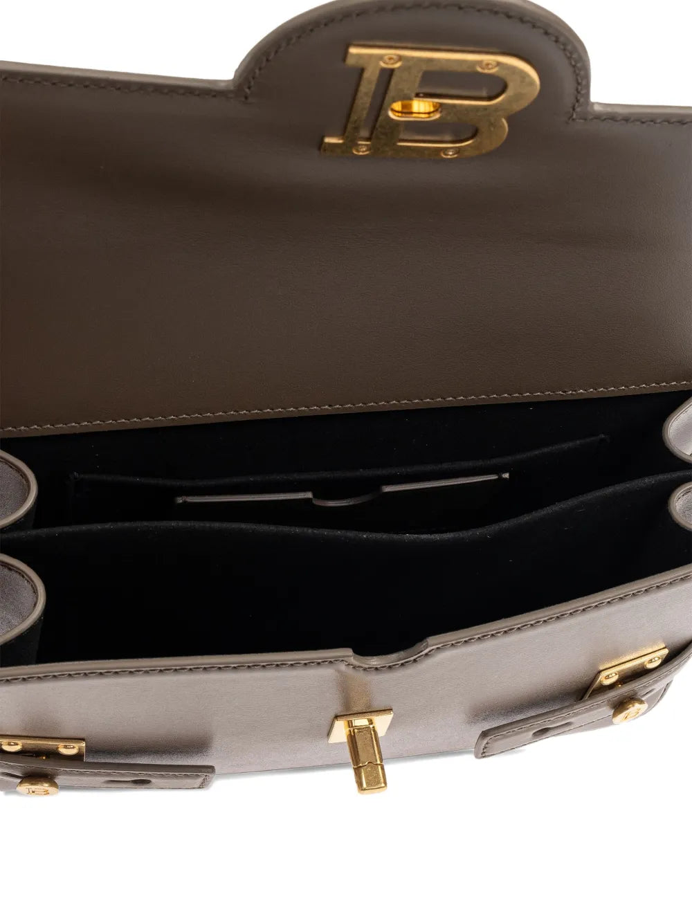 Balmain Logo Plaque Leather Shoulder Bag