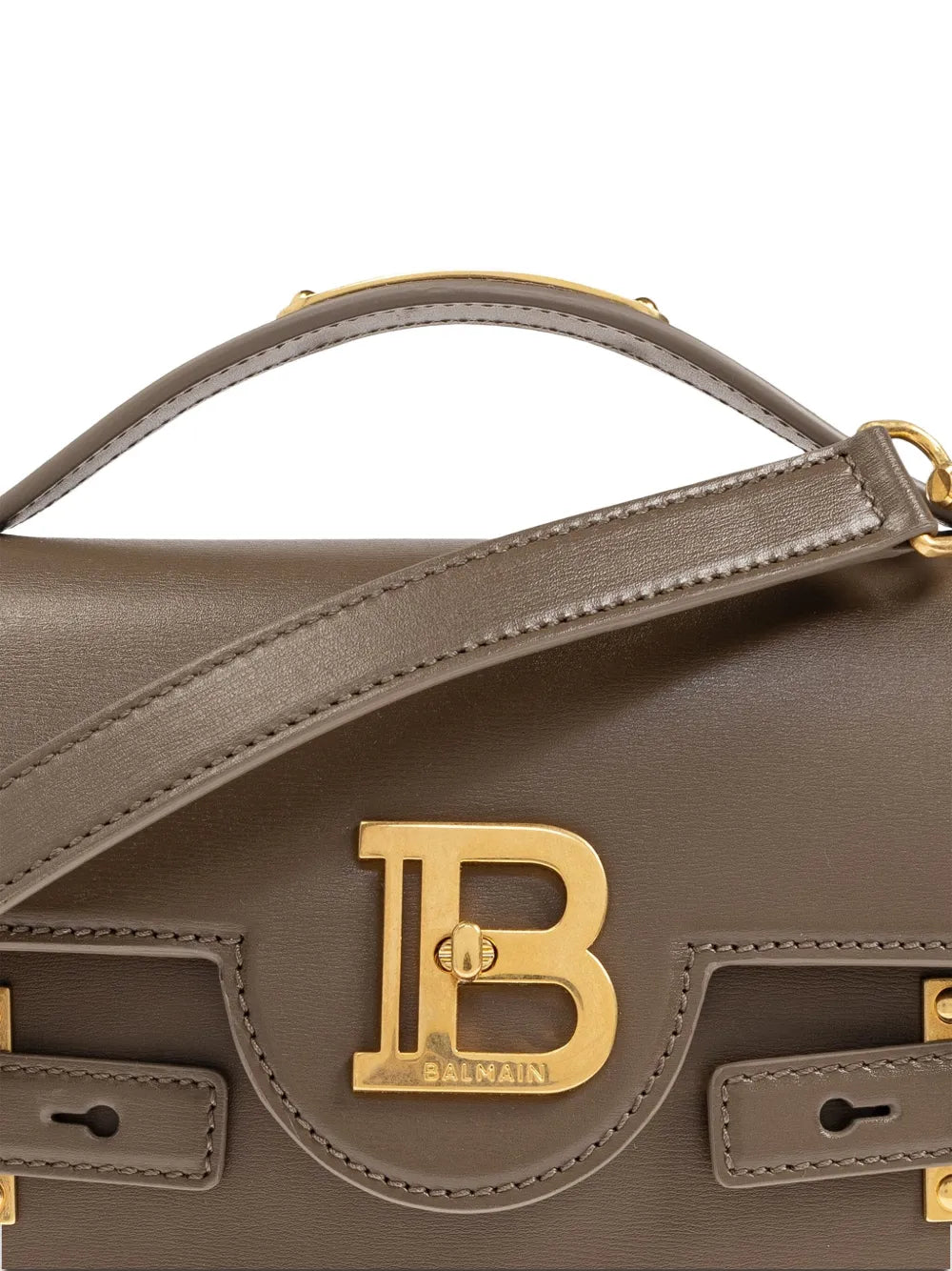 Balmain Logo Plaque Leather Shoulder Bag