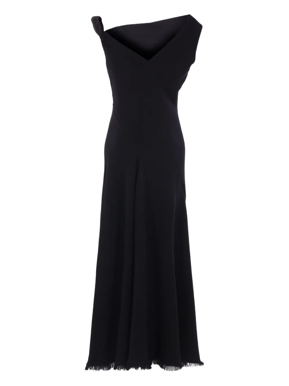 The Row Asymmetric Neckline Fringed Maxi Day Dress