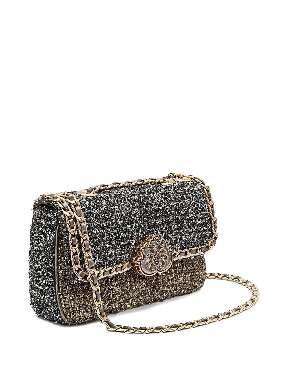 Isla Tweed Metallic Woven Shoulder Bag