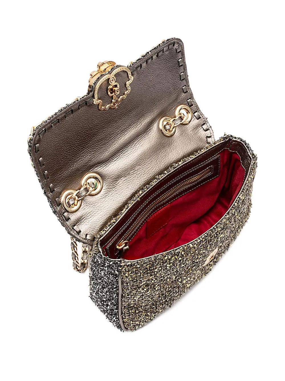 Isla Tweed Metallic Woven Shoulder Bag