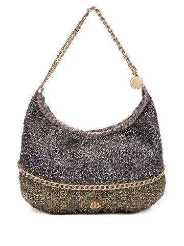 Isla Chain Embellished Textured Shoulder Bag