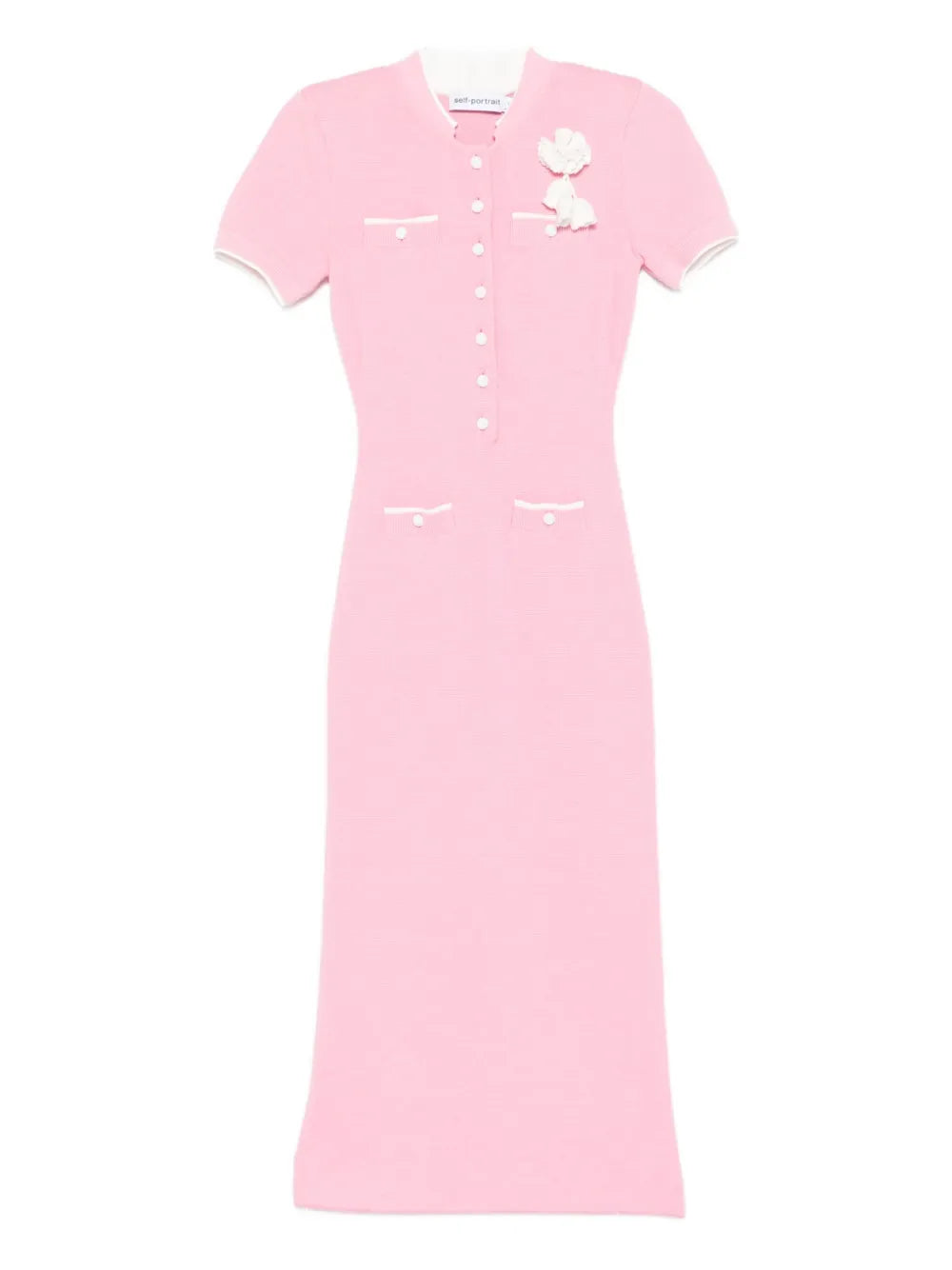 Self Portrait Floral Applique Midi Dress