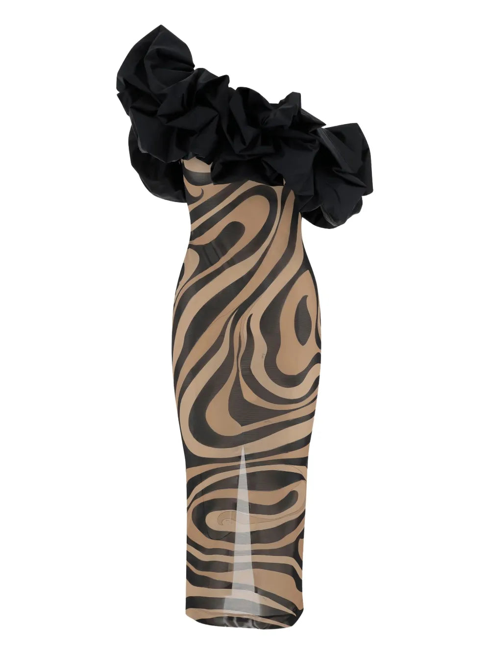 Pucci Marmo Print One Shoulder Dress