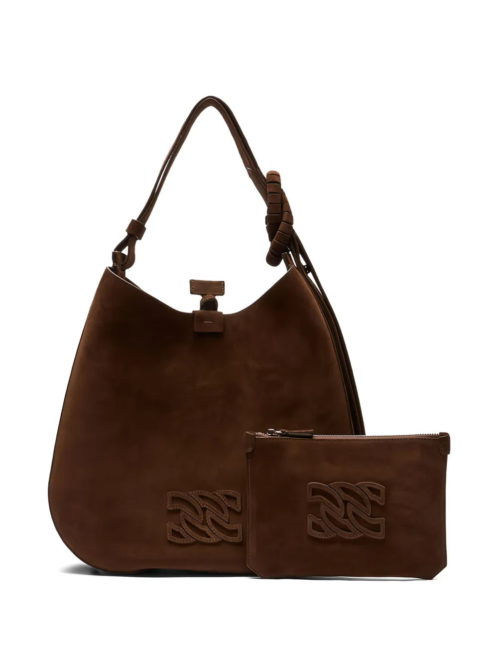 Casadei Knotted Suede Shoulder Bag