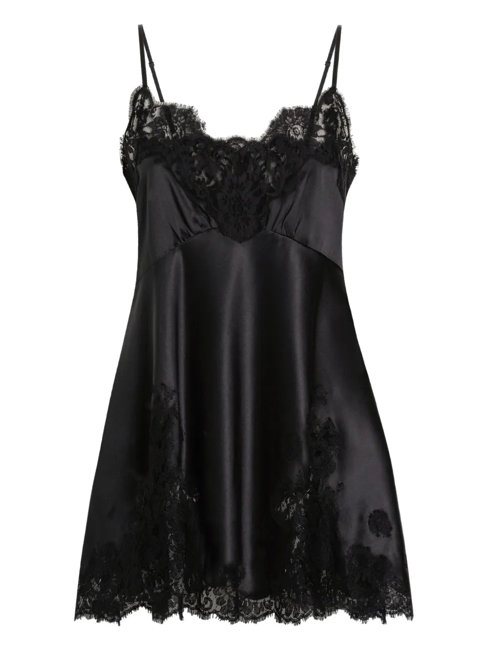 Dolce Gabbana Lace Trimmed Satin Slip Dress