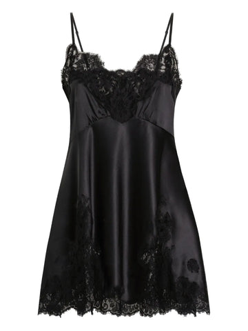Dolce Gabbana Lace Trimmed Satin Slip Dress