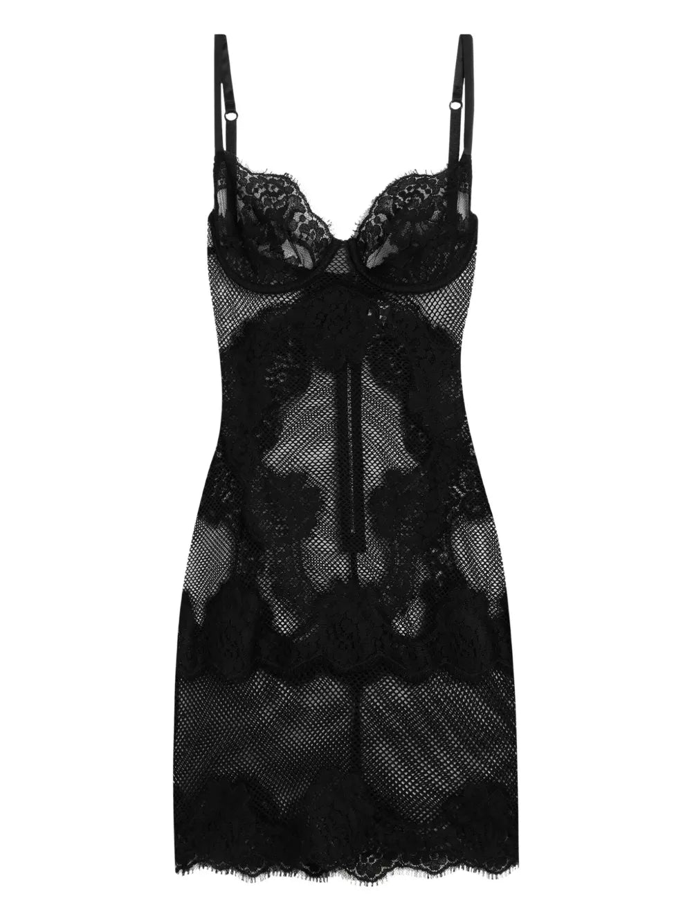 Dolce Gabbana Lace Panelled Mesh Mini Dress