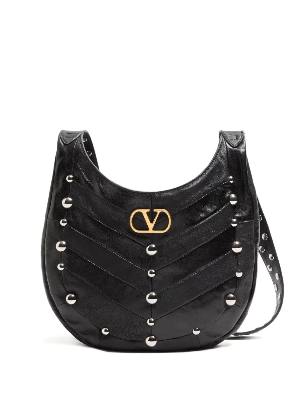 Valentino Garavani Small Hoboho Chevron Quilted Studded Shoulder Bag