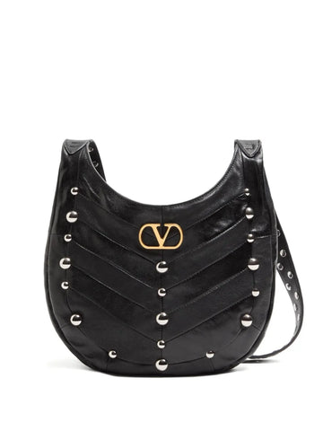 Valentino Garavani Small Hoboho Chevron Quilted Studded Shoulder Bag
