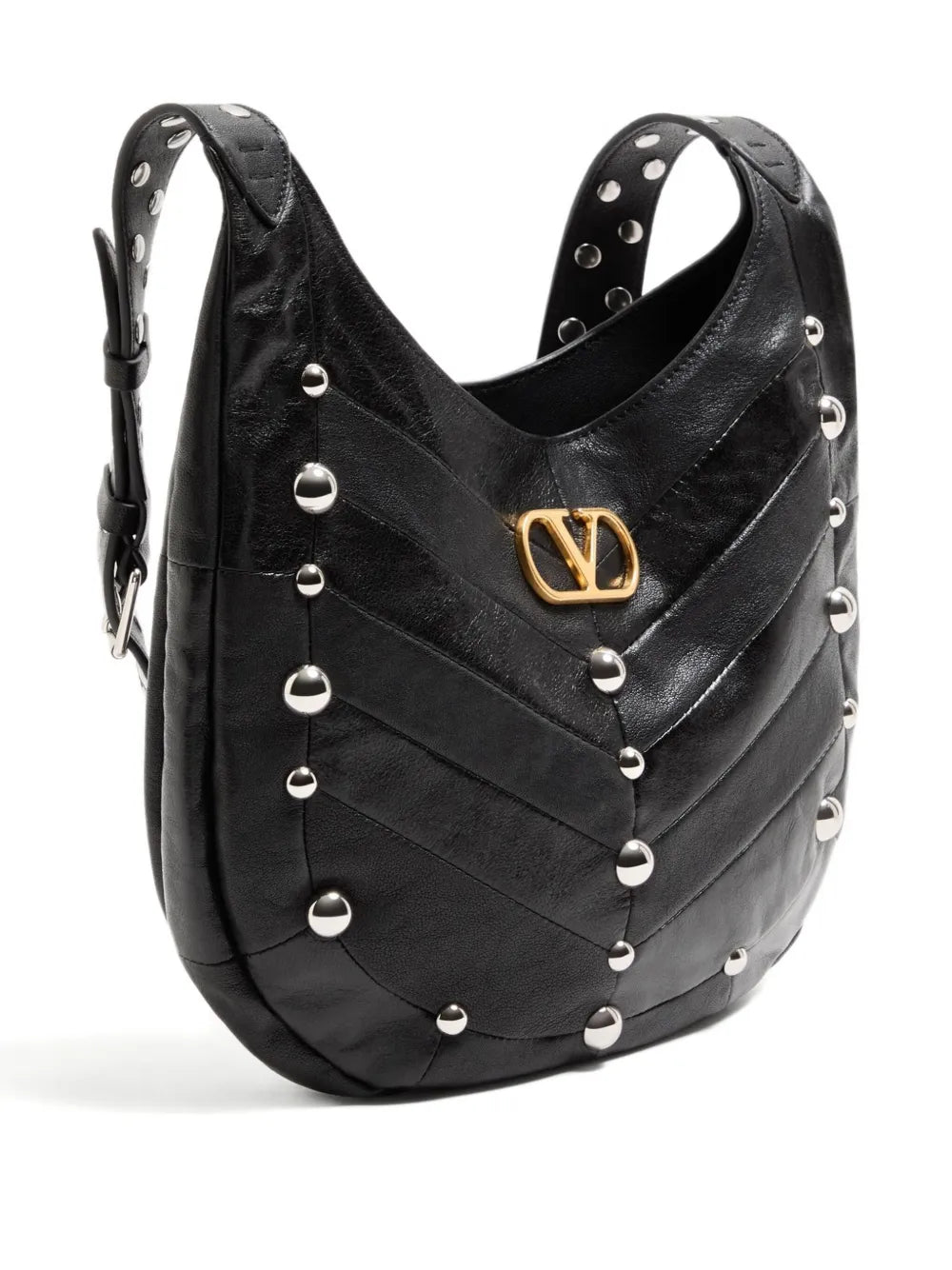 Valentino Garavani Small Hoboho Chevron Quilted Studded Shoulder Bag
