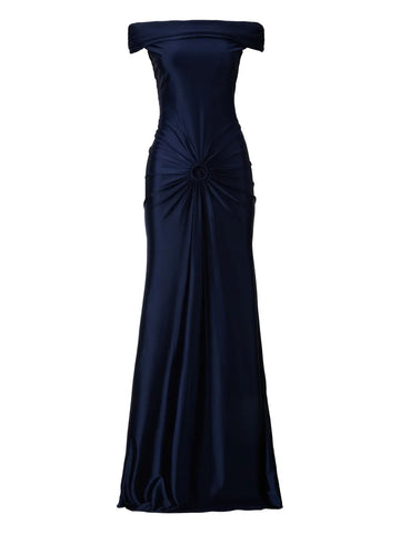 Moos Studio Off Shoulder Draped Gown