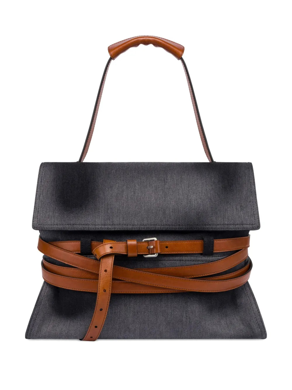 Moschino Leather Trimmed Denim Shoulder Bag