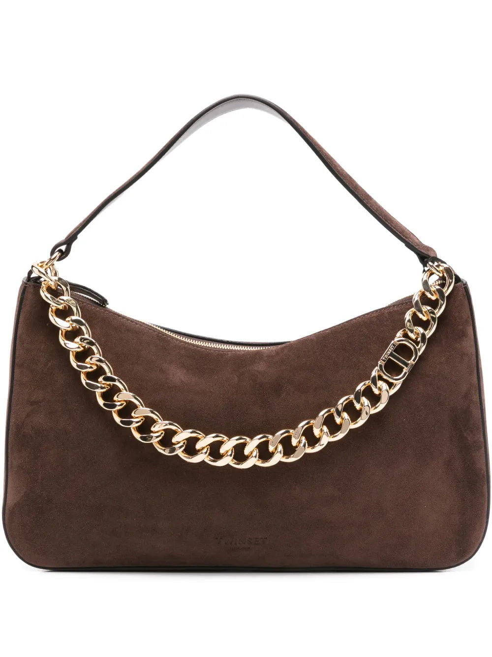 Twinset Liliane Chain Embellished Suede Shoulder Bag