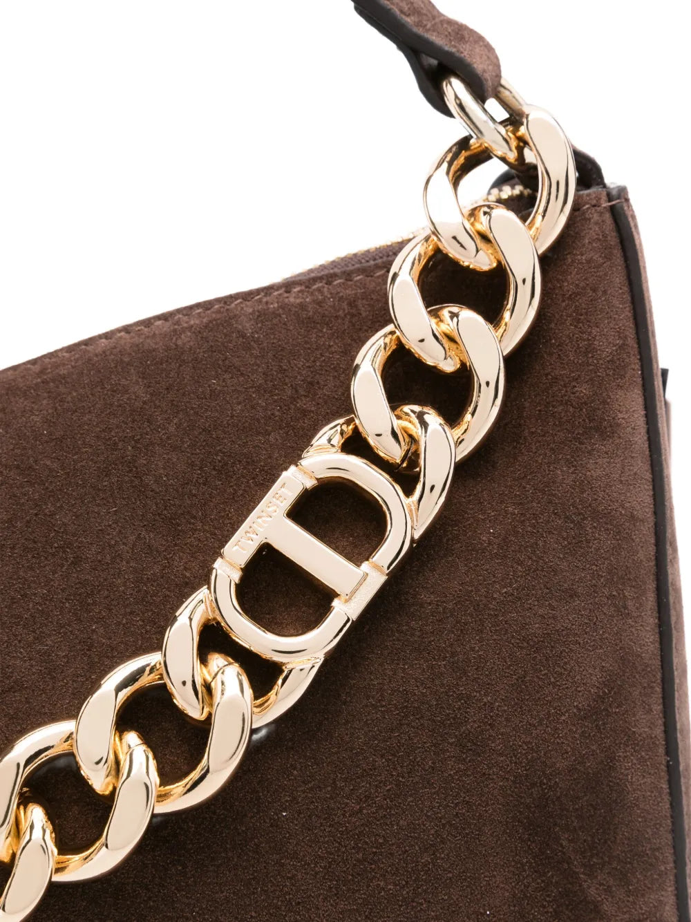 Twinset Liliane Chain Embellished Suede Shoulder Bag