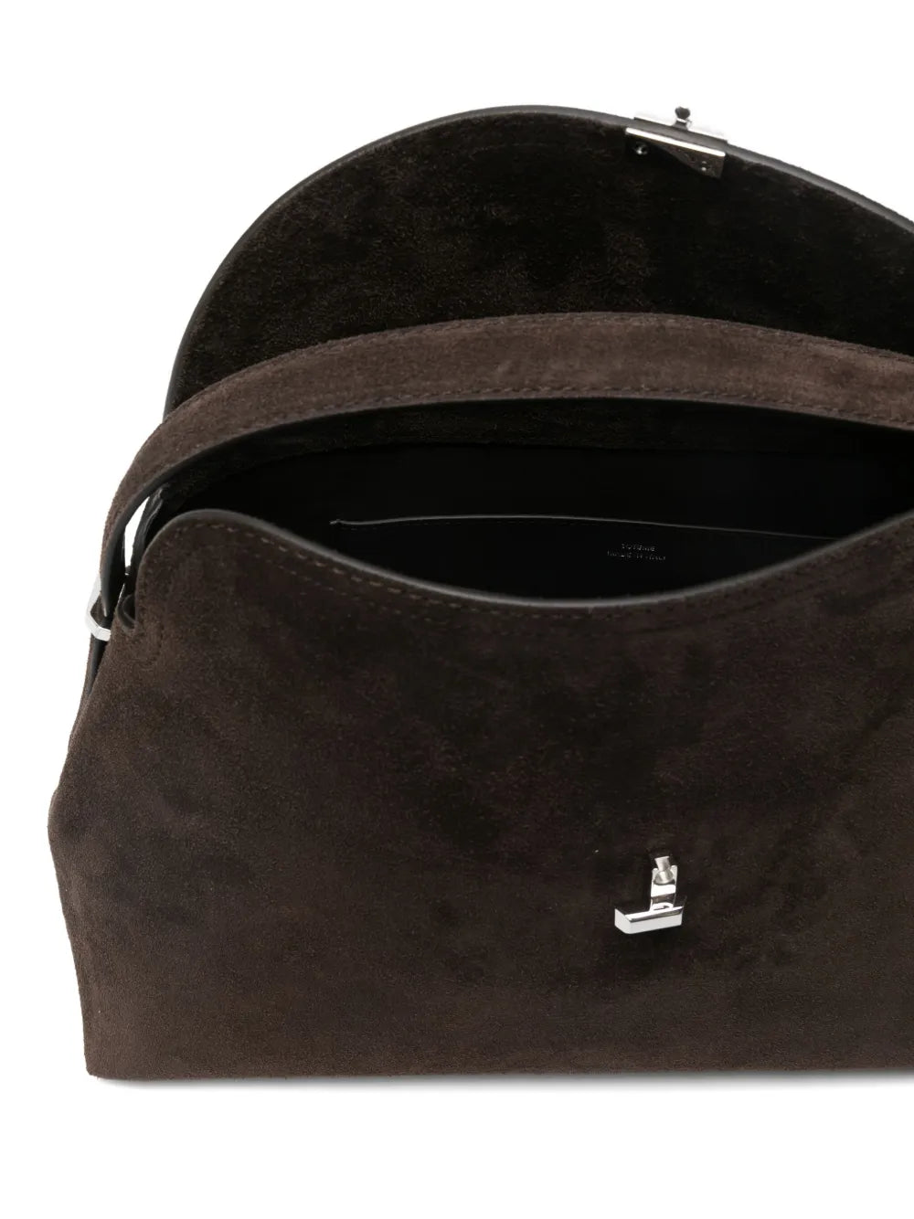Toteme T Lock Suede Top Handle Shoulder Bag