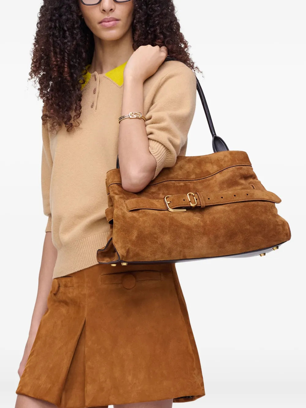Marc Jacobs Large Dakota Belt Buckle Suede Shoulder Bag