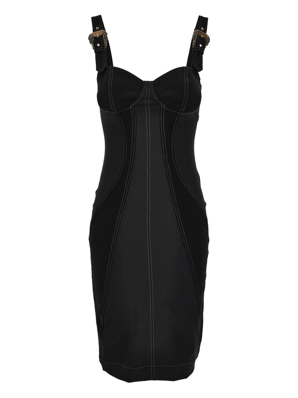 Versace Jeans Couture Buckle Embellished Seam Detail Dress