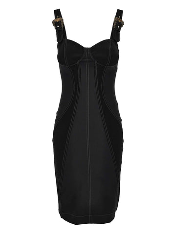 Versace Jeans Couture Buckle Embellished Seam Detail Dress