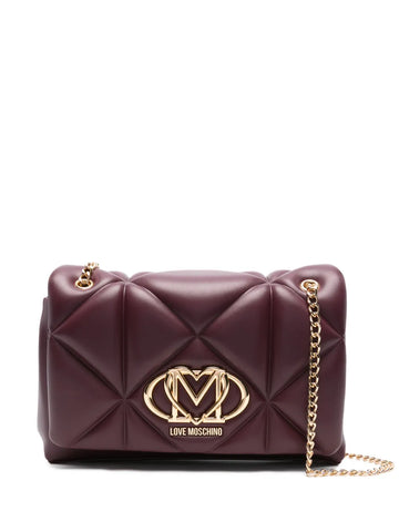 Love Moschino Quilted Logo Plaque Shoulder Bag