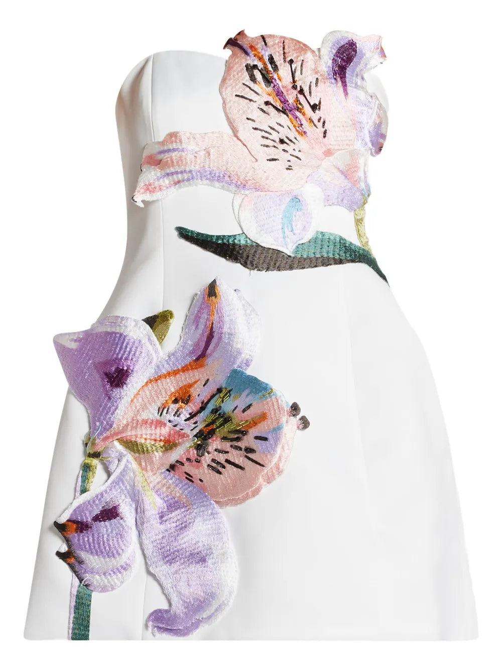Leo Lin Rosario Floral Applique Strapless Dress