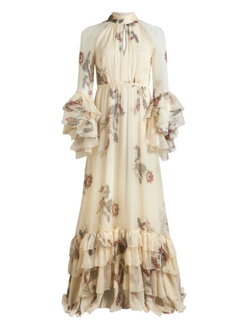Etro Floral Ruffled Silk Dress