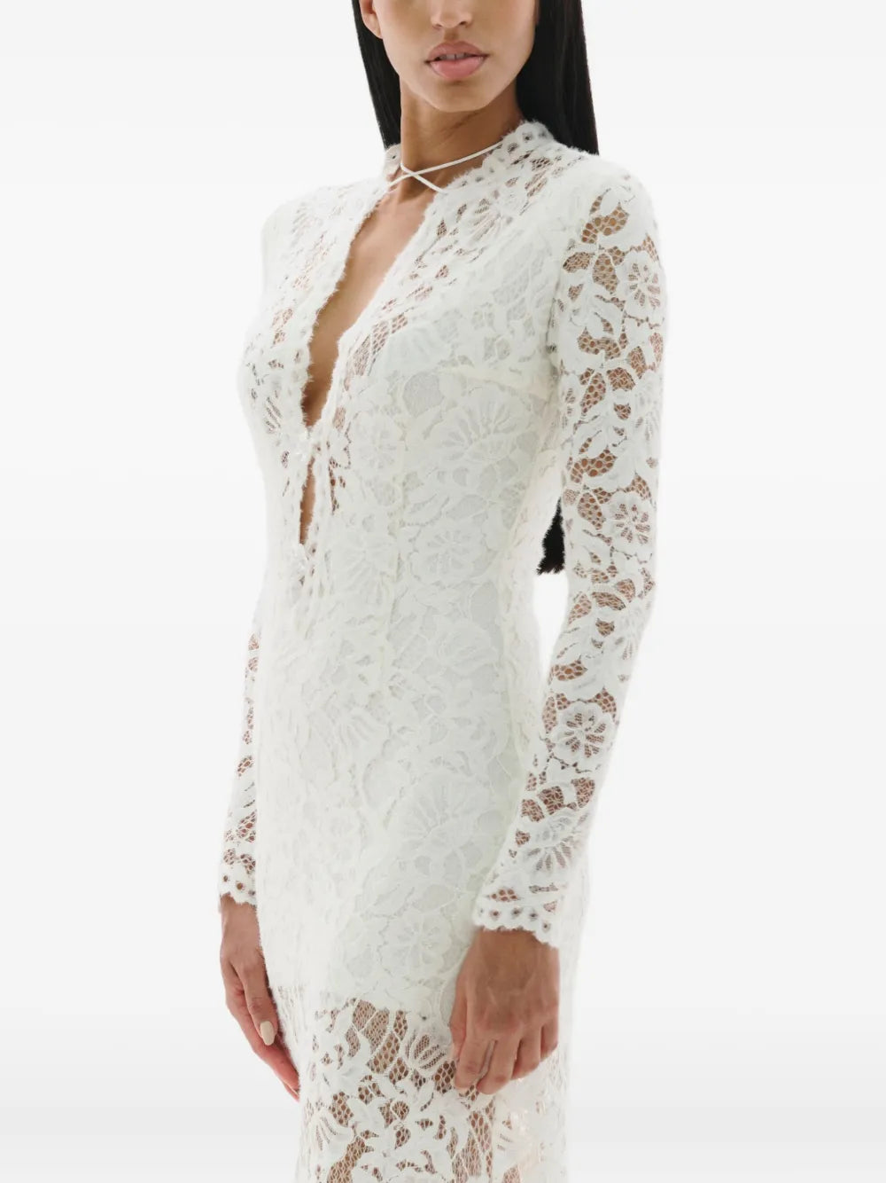 Manuri Sage Lace Long Sleeve Maxi Dress