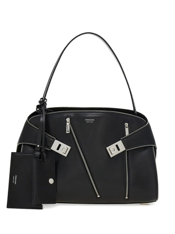 Ferragamo Medium Hug Soft Zip Detail Shoulder Bag