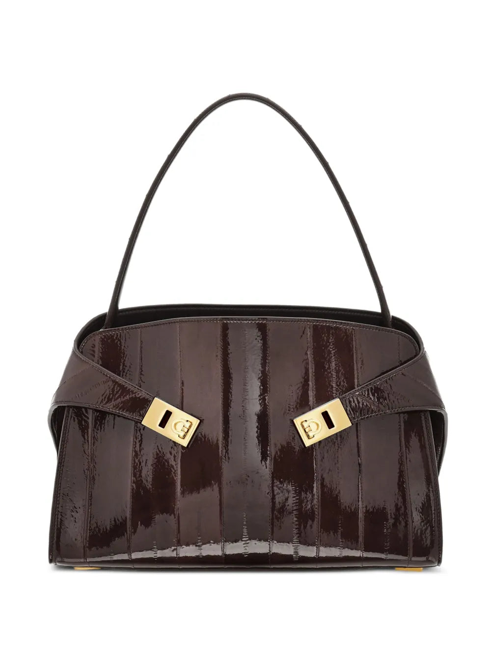 Ferragamo Medium Hug Gancini Buckles Eel Skin Shoulder Bag