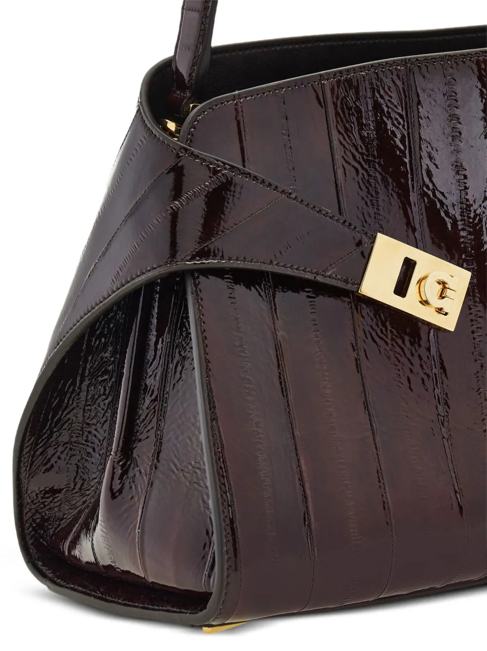 Ferragamo Medium Hug Gancini Buckles Eel Skin Shoulder Bag
