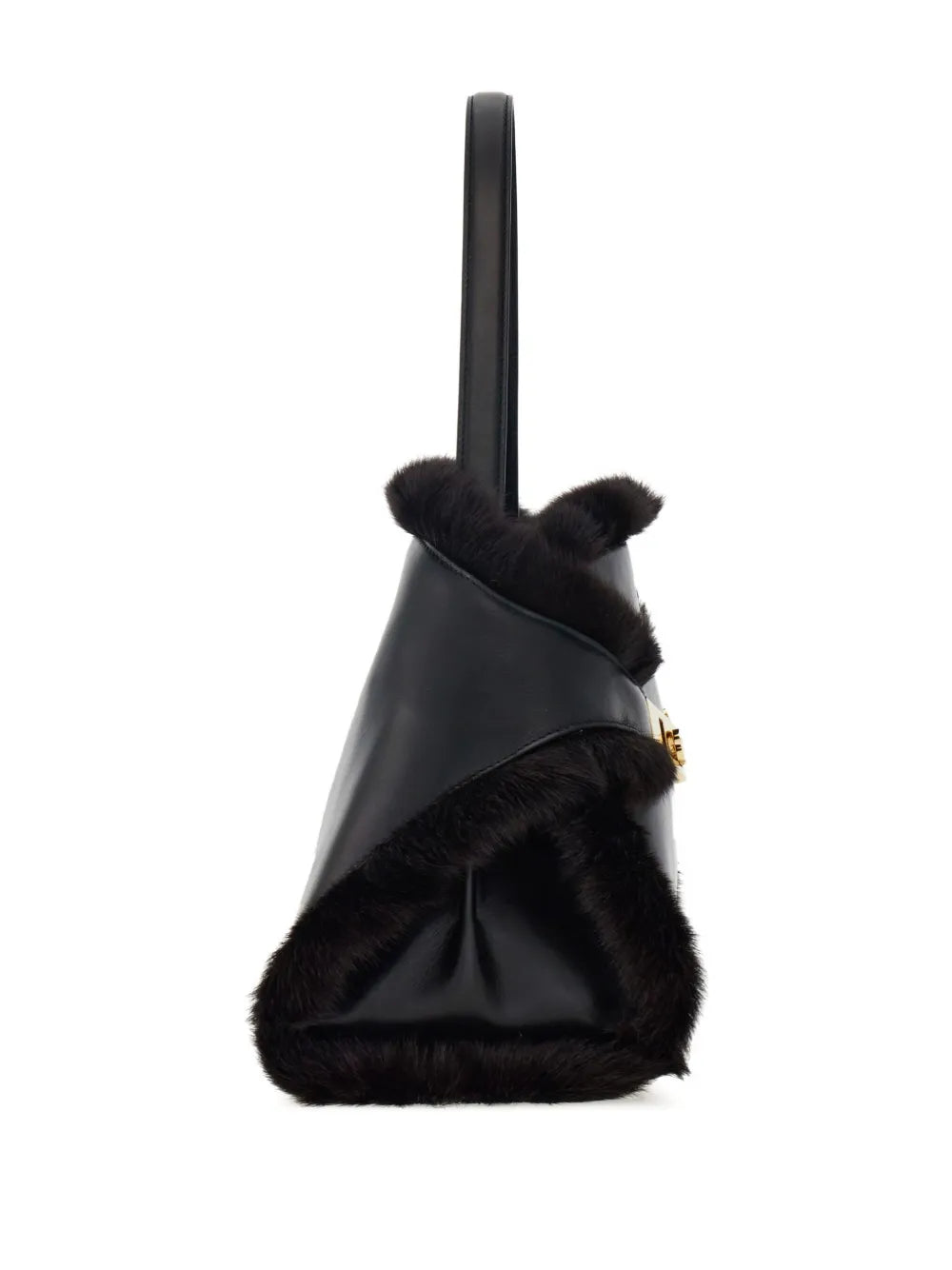 Ferragamo Medium Hug Soft Fur Trimmed Shoulder Bag