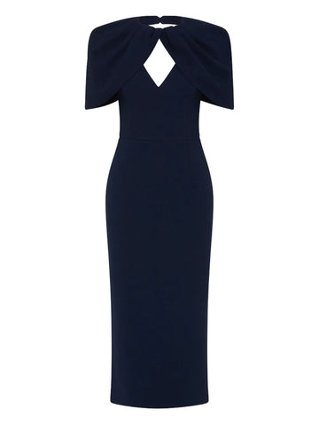 Rebecca Vallance Petal Sleeve Draped Midi Dress