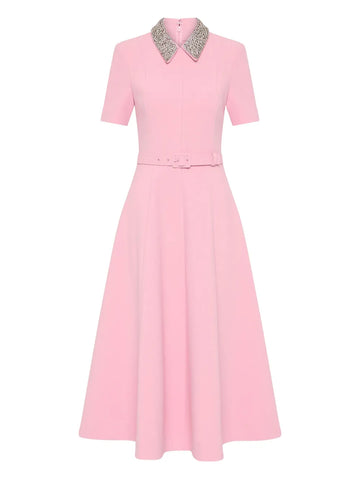 Rebecca Vallance Embellished Collar Belted Dress