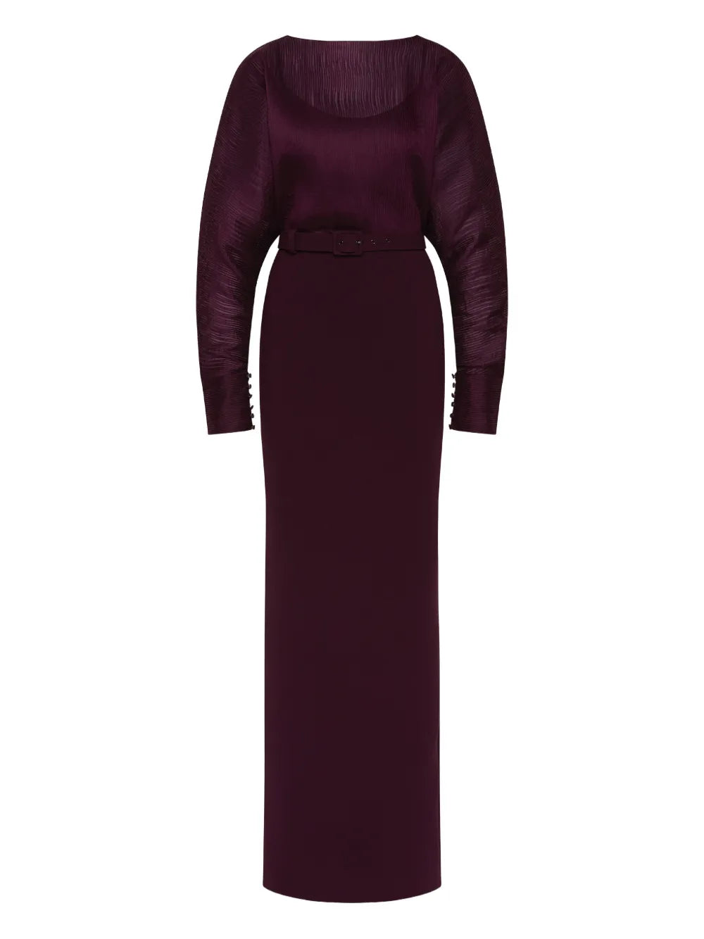 Rebecca Vallance Syrah Pleated Belted Gown