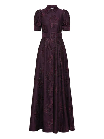 Rebecca Vallance Afina Puff Sleeve Brocade Gown