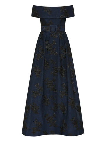 Rebecca Vallance Off Shoulder Floral Pattern Gown