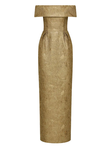 Rebecca Vallance Off Shoulder Brocade Gown