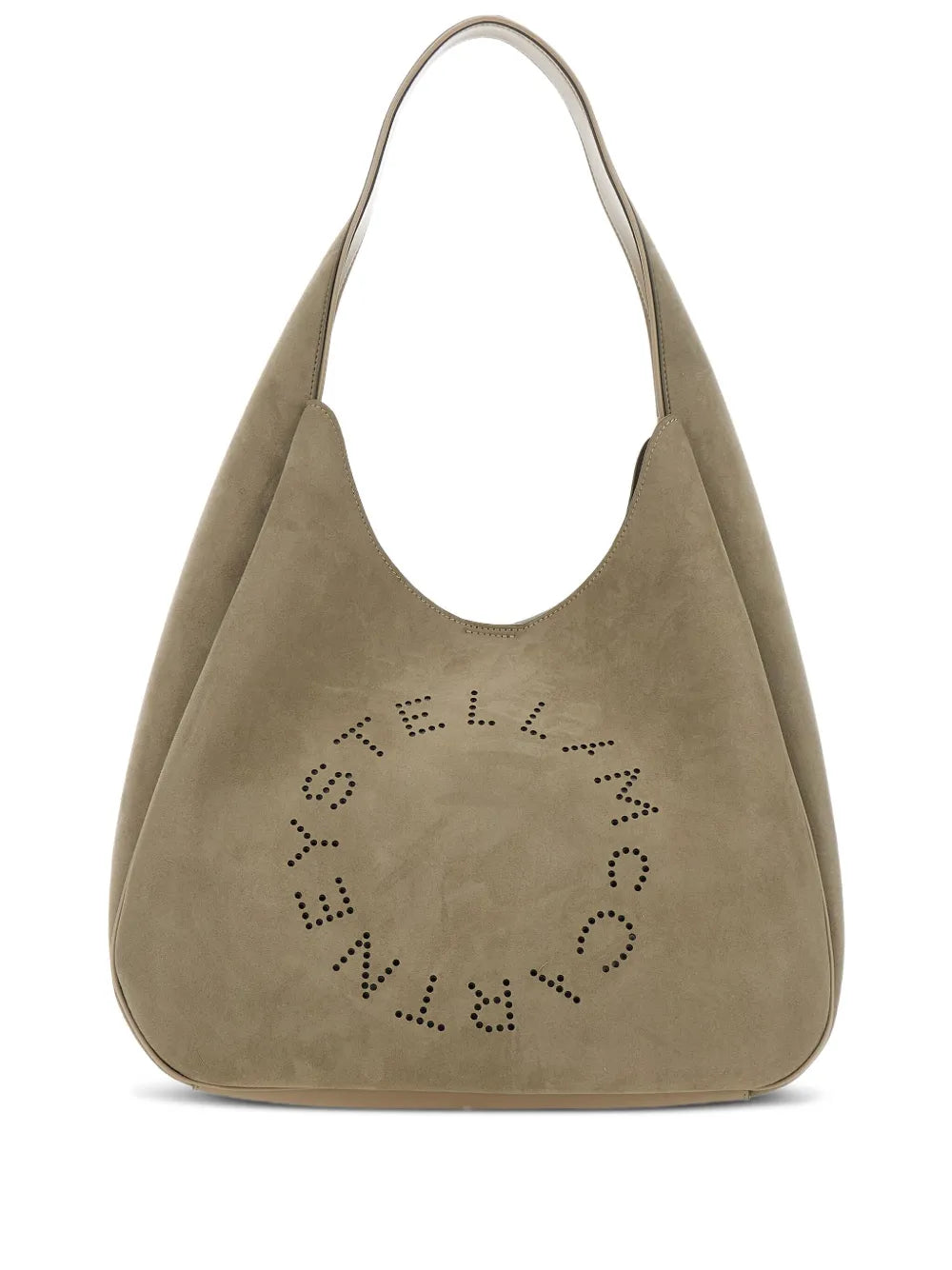 Stella Mccartney Large Logo Perforated Suede Shoulder Bag