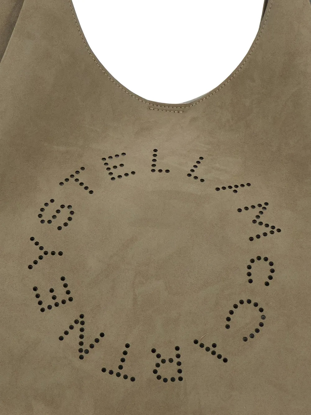 Stella Mccartney Large Logo Perforated Suede Shoulder Bag