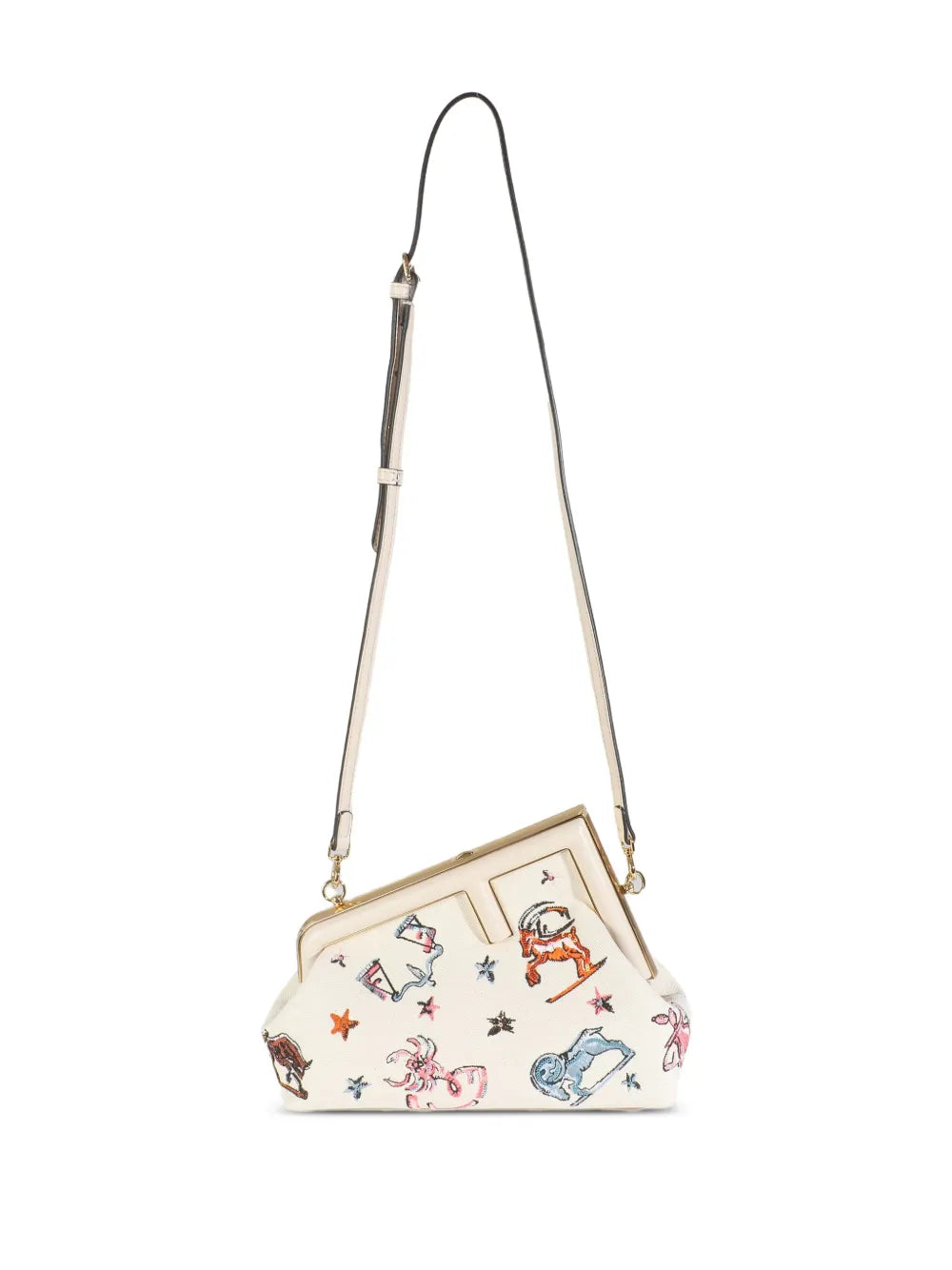 Fendi Pre Owned Astrology Embroidered Canvas Bag