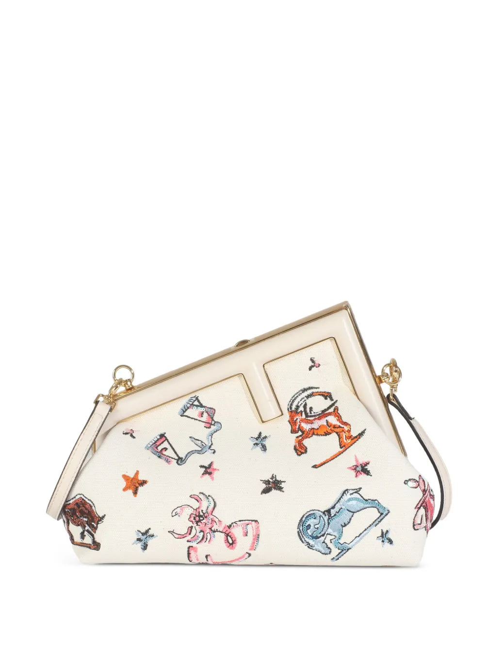 Fendi Pre Owned Astrology Embroidered Canvas Bag