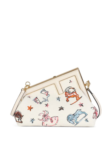 Fendi Pre Owned Astrology Embroidered Canvas Bag