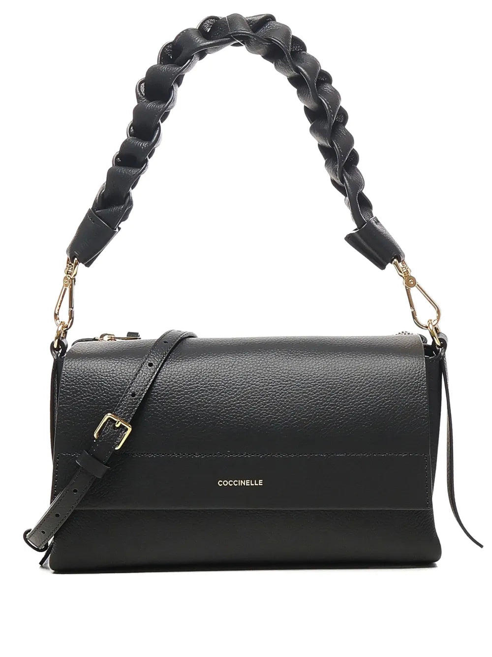 Coccinelle Braided Handle Leather Shoulder Bag
